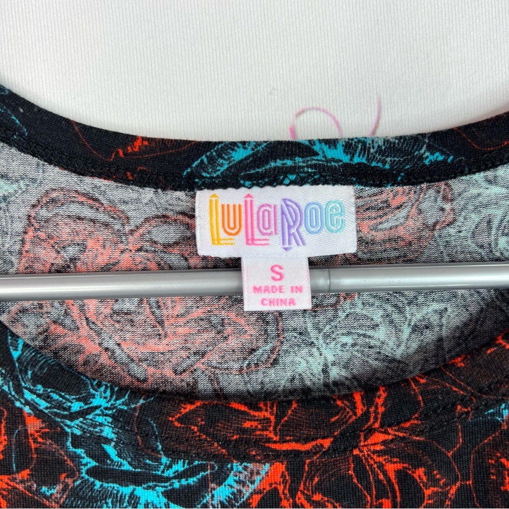 LuLaRoe dress roses pattern flowers Black Dress with Red Blue Floral Pattern - Picture 6 of 8